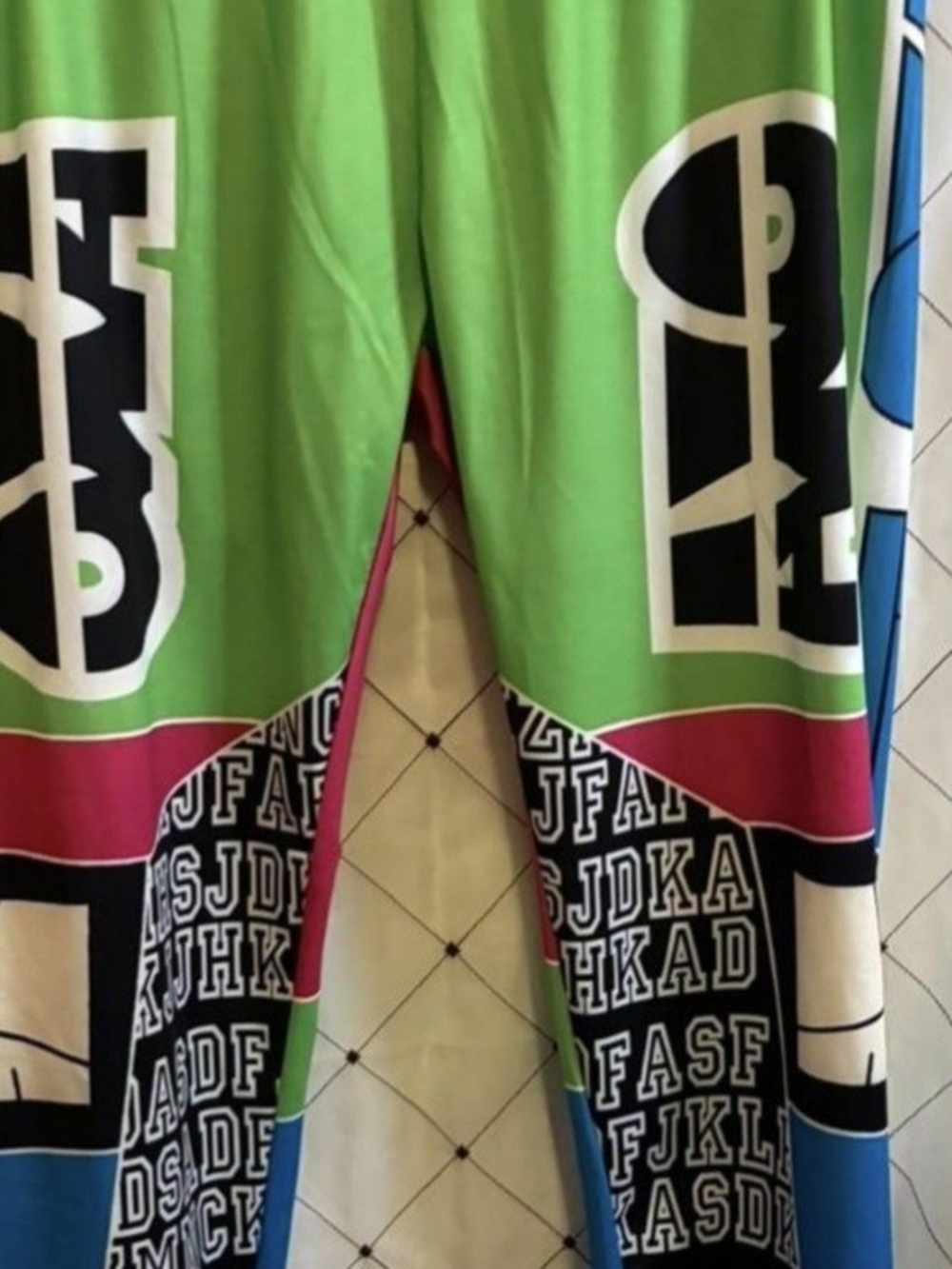 & Other Stories Neon Green, Pink and Black Graphic Jumpsuit Pants